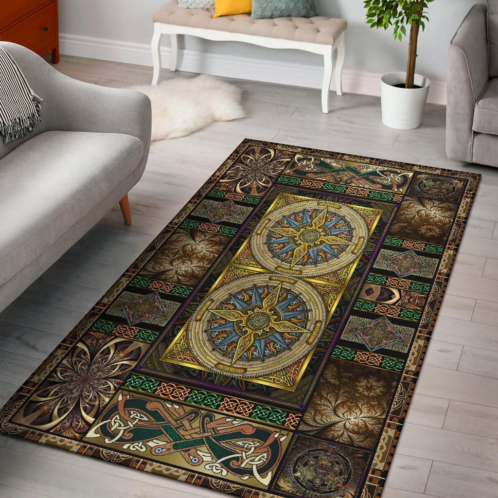 Celtic Area Rug – Celtic Compass In Vintage Style -BN25