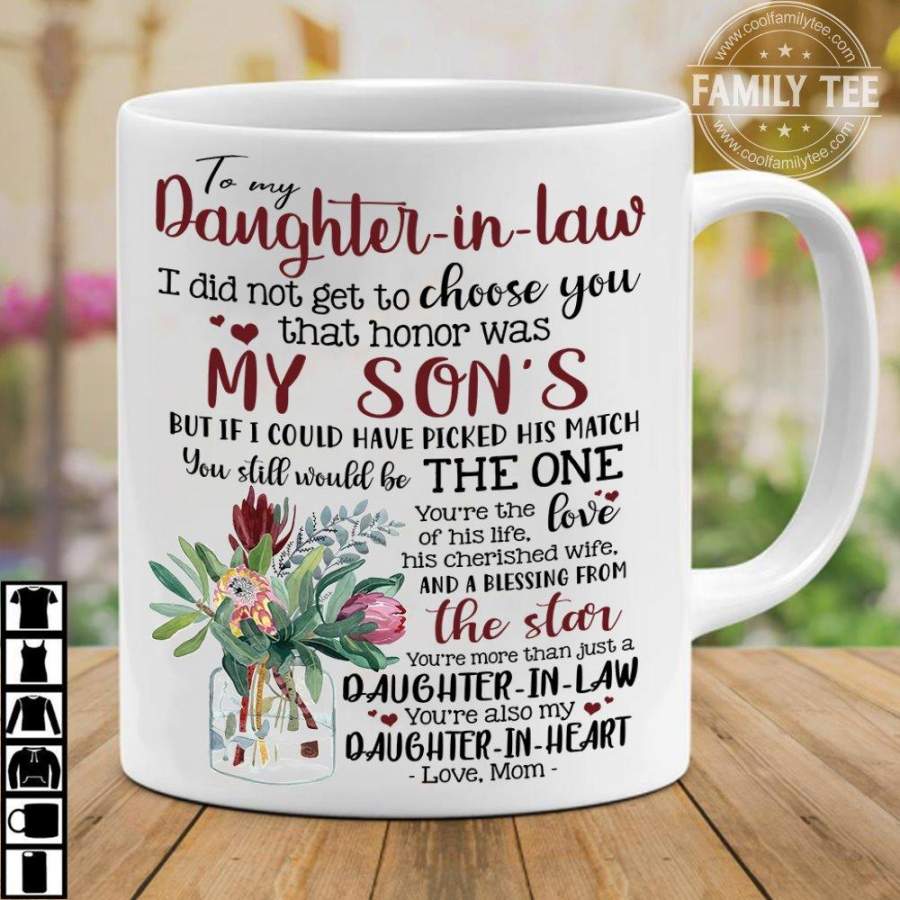 To my daughter in law I did not get to choose you that honor was my son’s mug