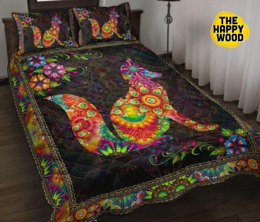 Fox Flower Mandala Colorful Style Quilt Bed Set And Pillow Covers