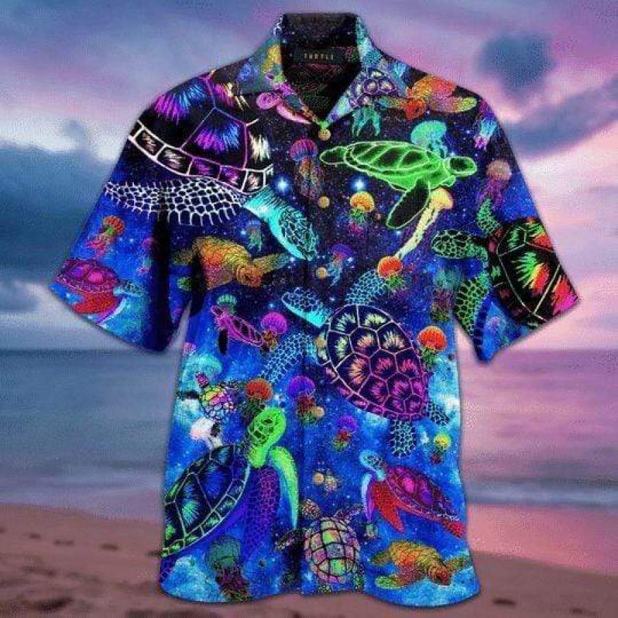 Galaxy Colorful Hippie Turtle Hawaii Aloha Shirts Ha22026