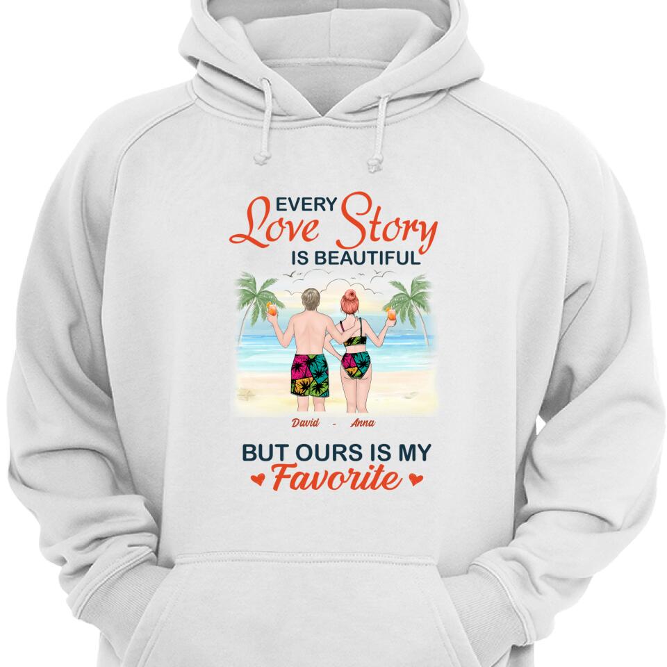 Personalized Couple Beach Love Story Hoodie, Custom Gift For Him, Her – Trending Personalized