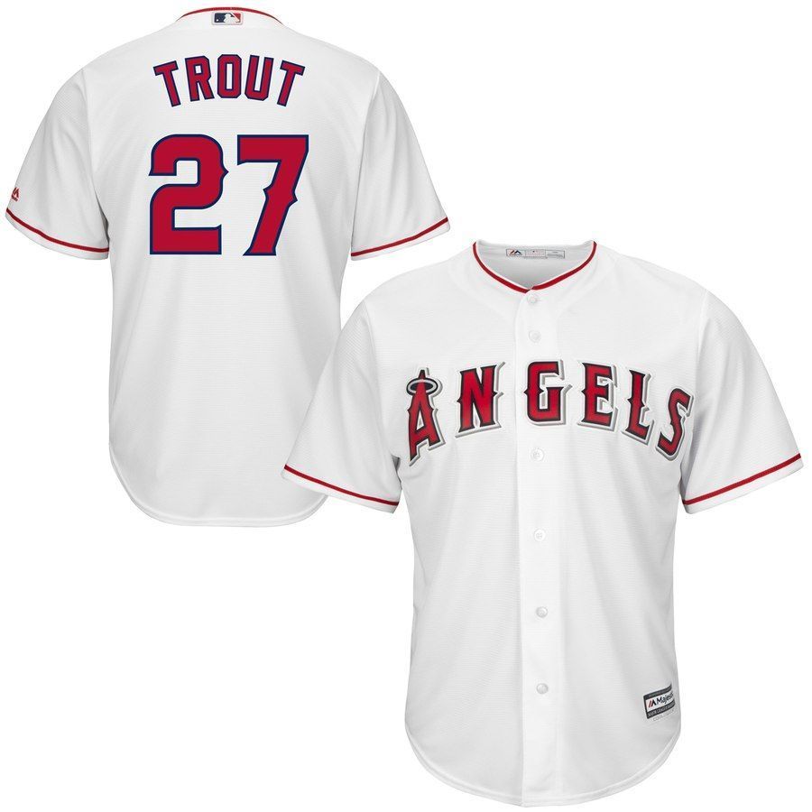 Mike Trout Los Angeles Angels Majestic Cool Base Player Jersey White 2019