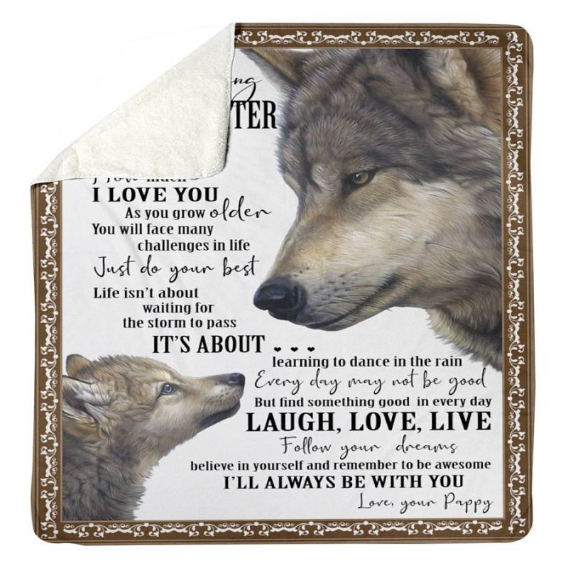 Wolf Love Pappy Reminds Granddaughter To Face Challenges With The Best Sherpa Blanket