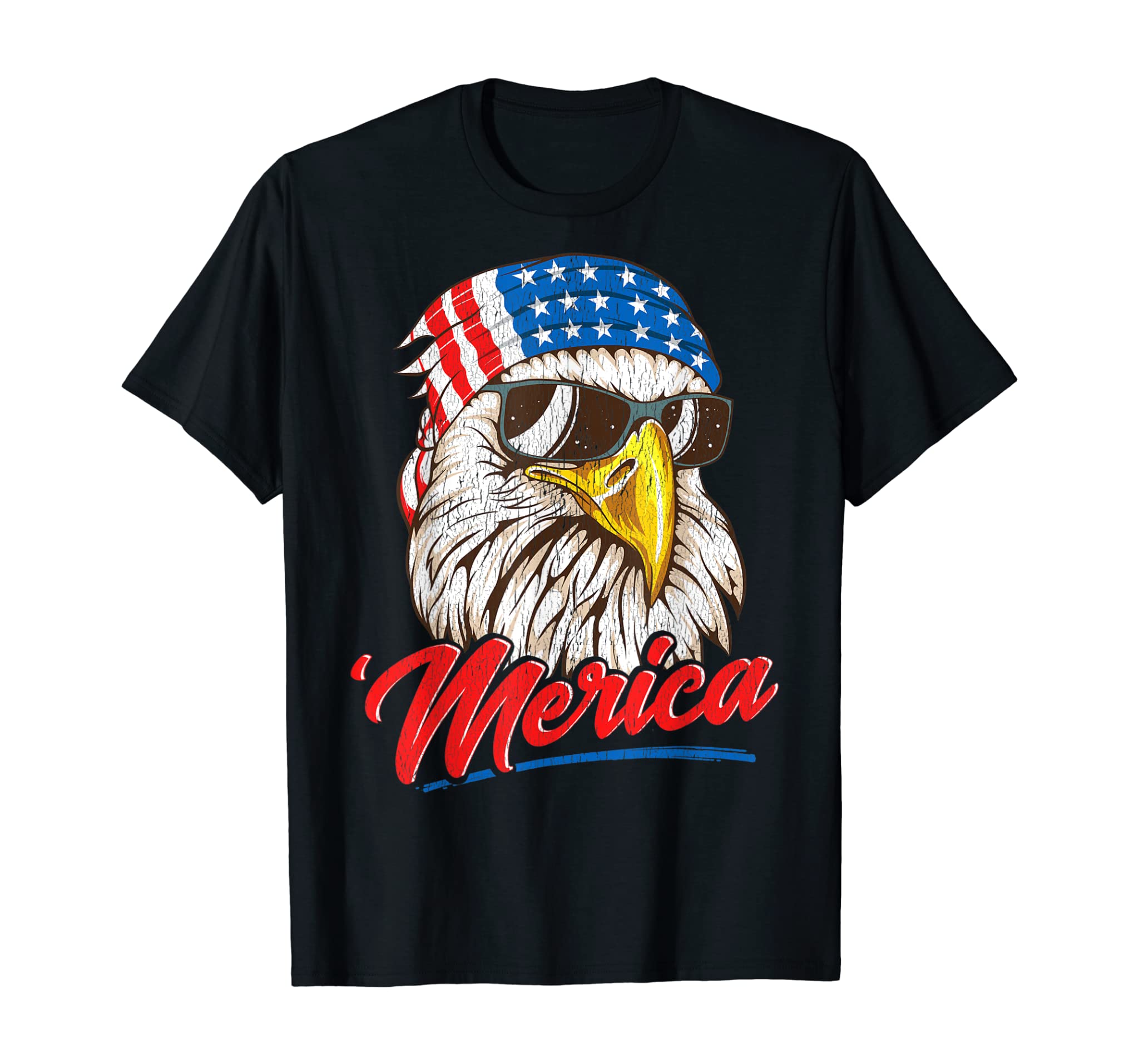 Bald Eagle Merica 80s Mullet Eagle America USA 4th of July T-Shirt