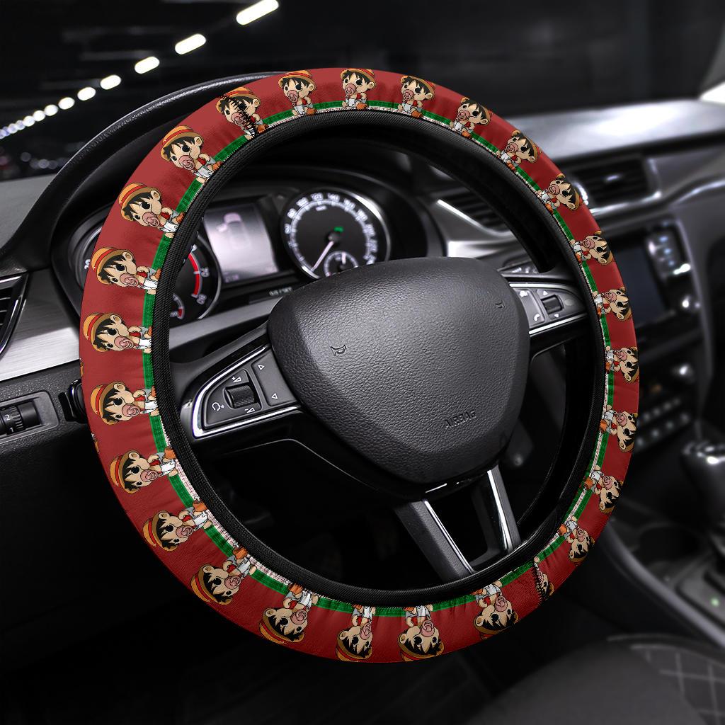 Baby Santa Monkey D. Luffy  Demon Slayer Anime Premium Custom Car Steering Wheel Cover