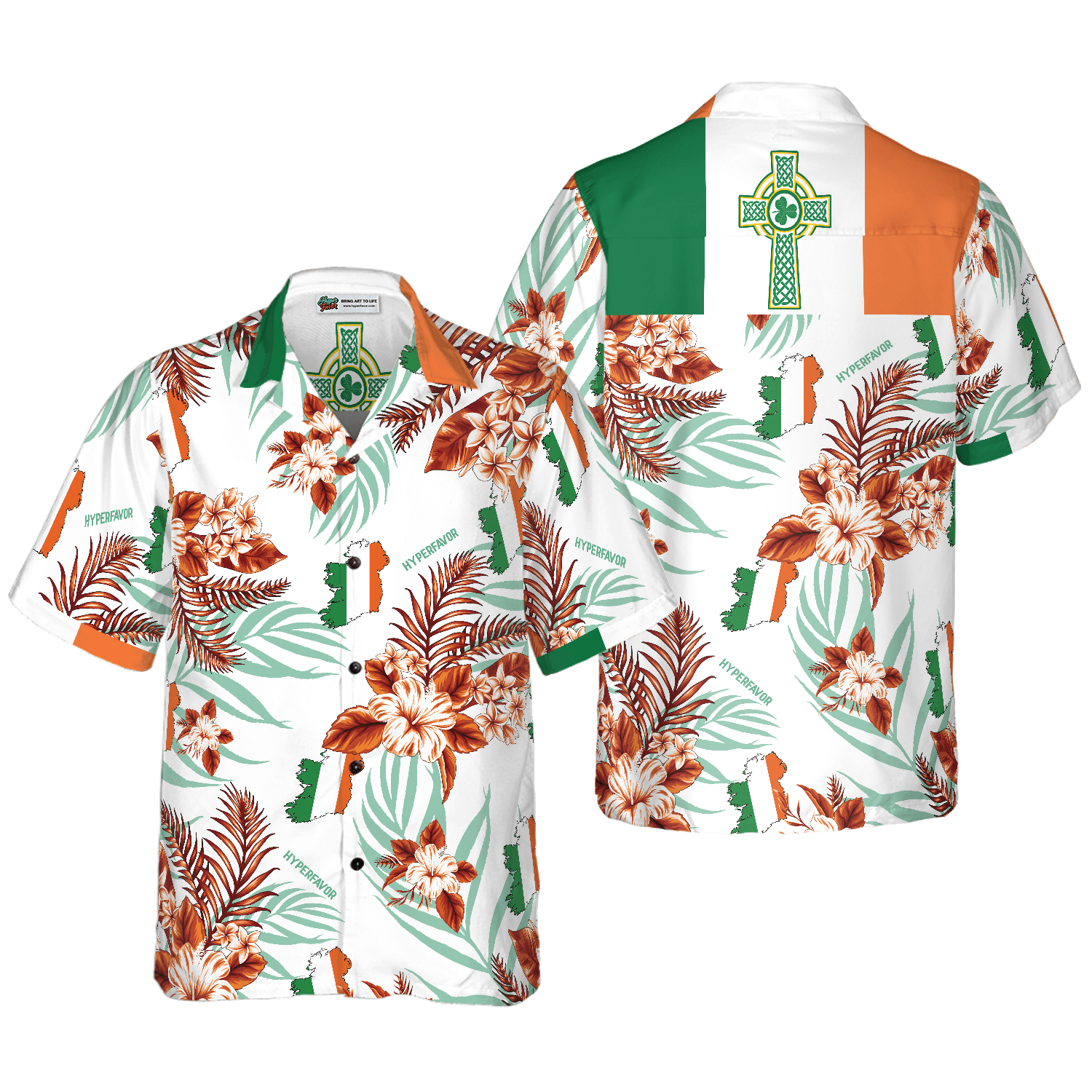 Irish Celtic Cross Shamrock Ireland Proud Hawaiian Shirt
