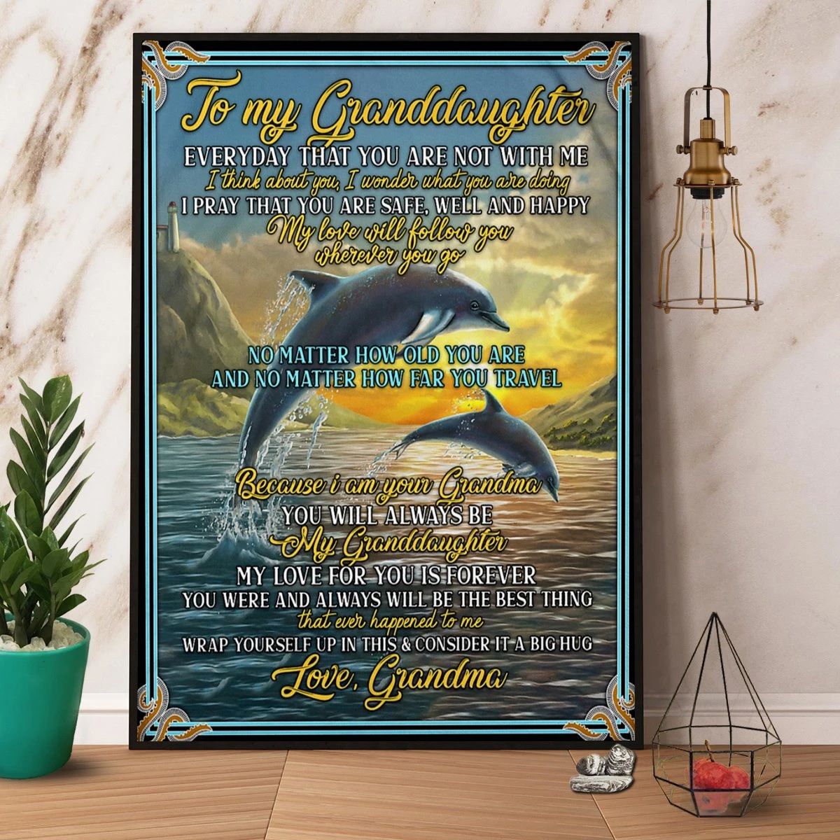 Dolphin Grandma To My Granddaughter My Love For You Is Forever Canvas Poster Wall Art Decor