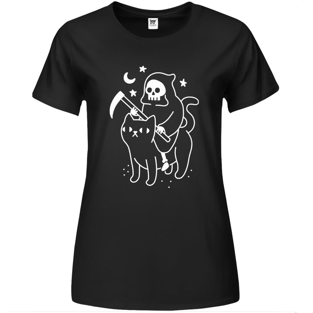 Death Rides A Black Cat Premium Womens T Shirts