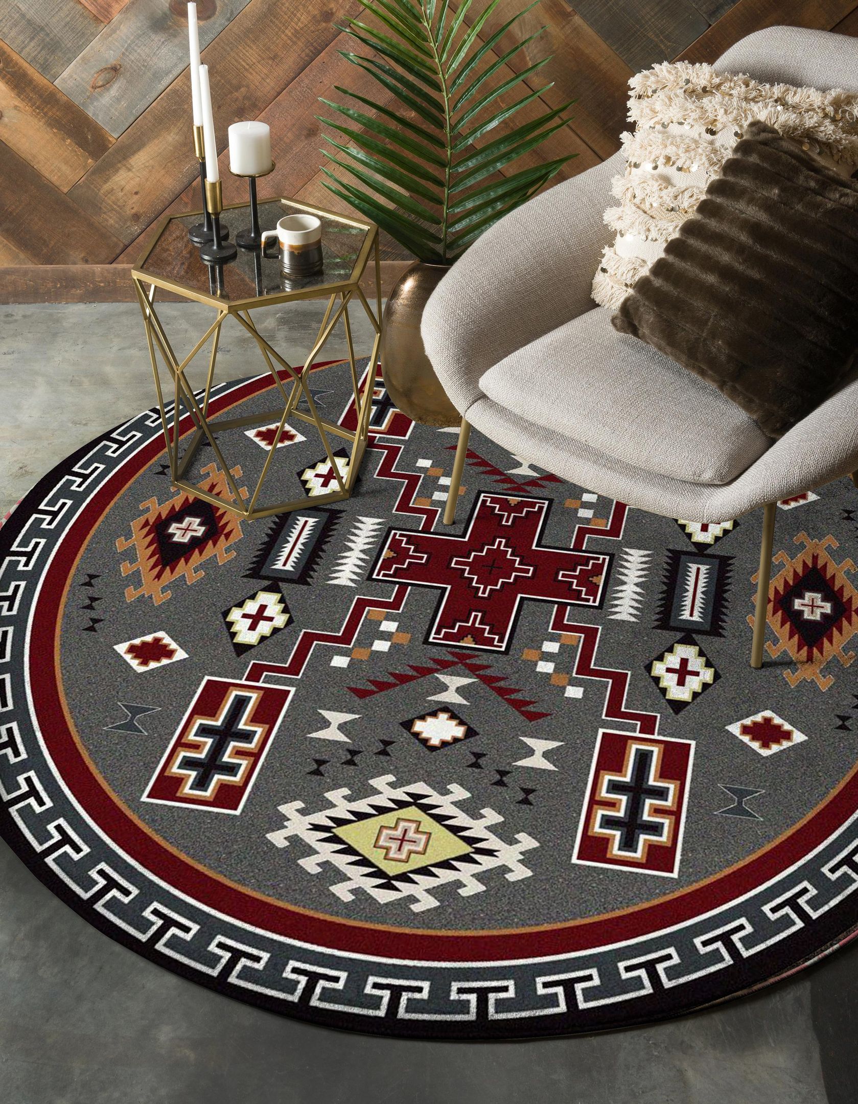 Indigenous Tribes Ethnic Native American Round Rug