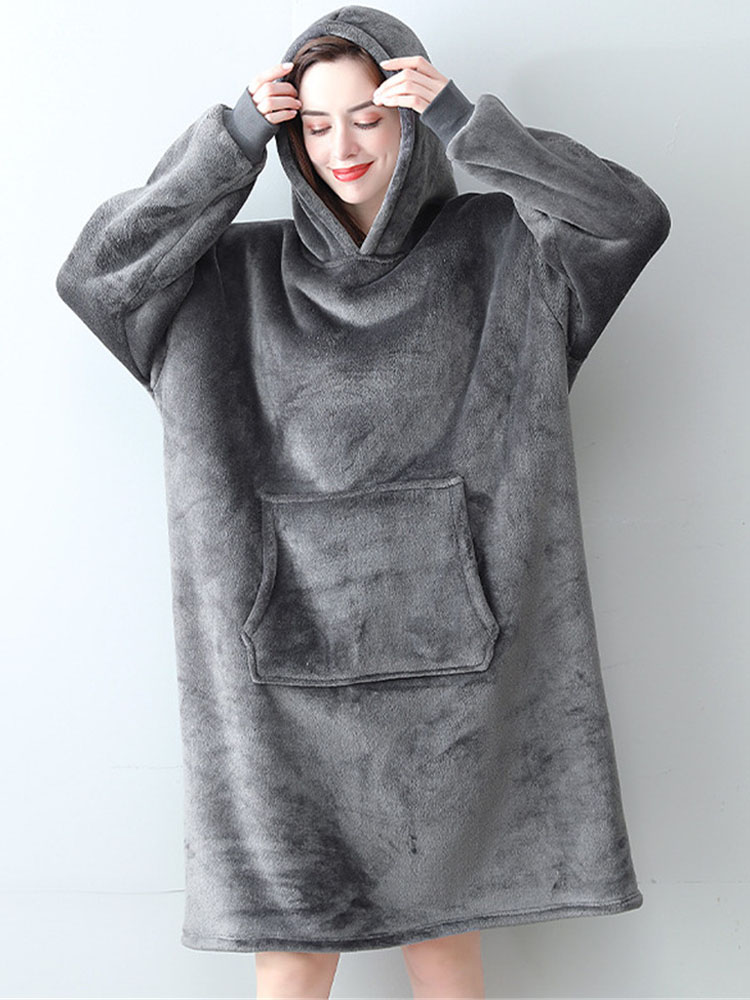 Wearable Blanket Hoodie Women Oversized Hooded Sweatshirt Winter Warm Female Pullover Giant TV Blanket Hoodie Sudaderas Mujer alx