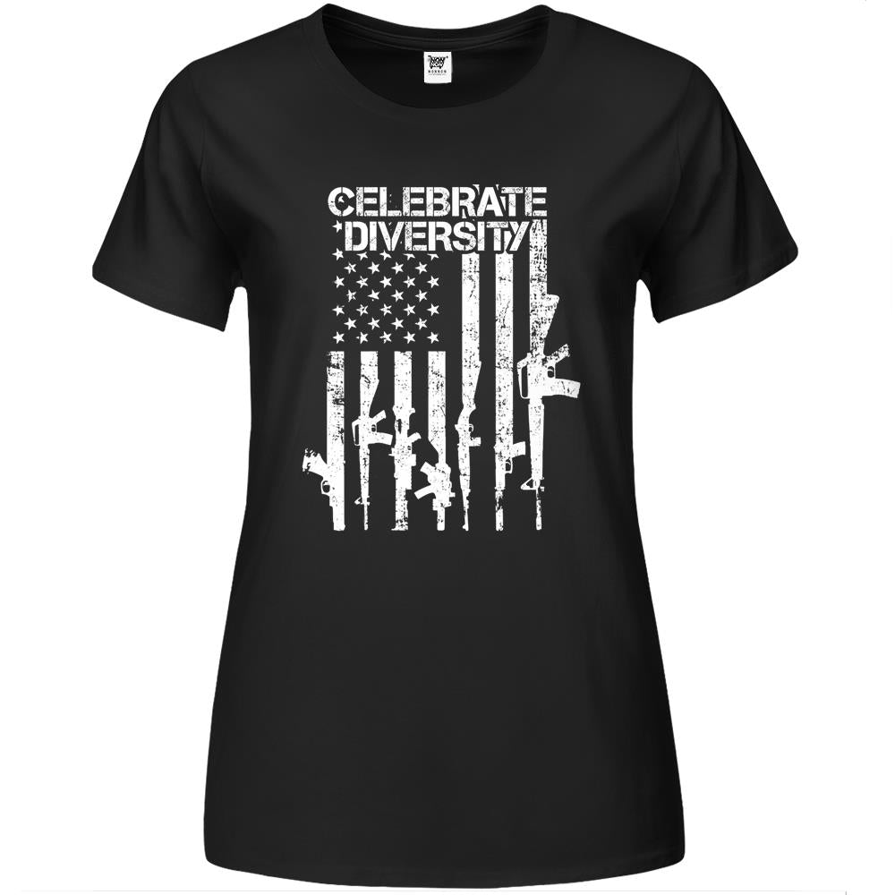 Celebrate Diversity – Funny Guns Usa Flag Pro Gun Premium Womens T Shirts