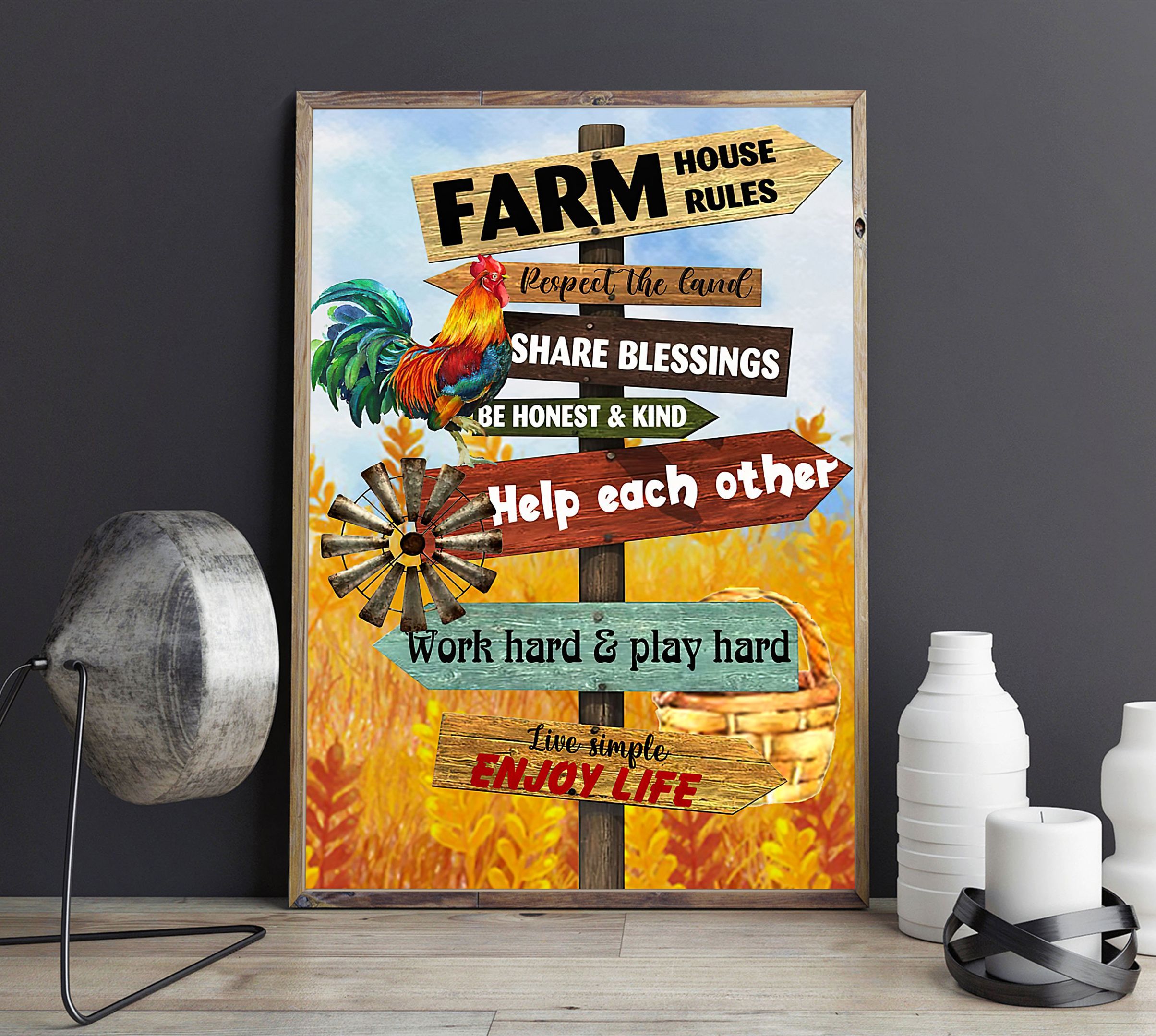 Farm House Rules Wall Art Vertical Poster Poster Art Design