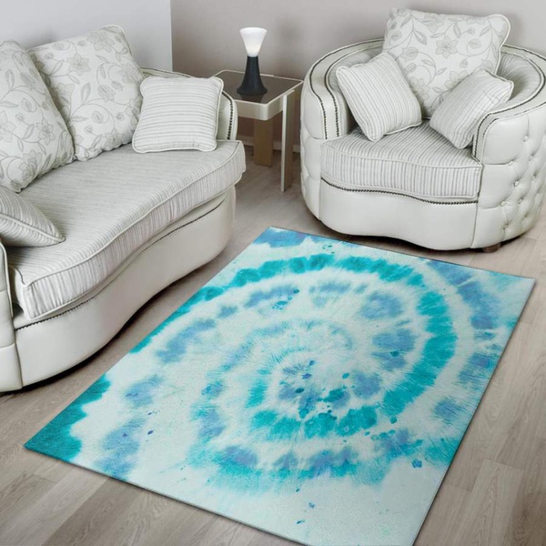 Turquoise Tie Dye Area Rug