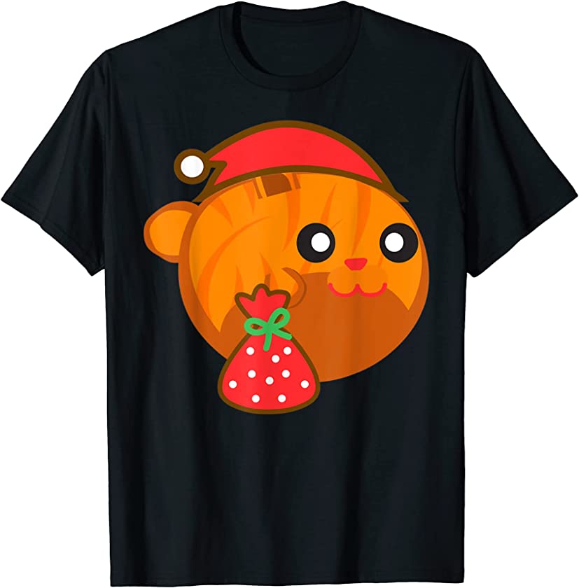 Merry Christmas Orange Tabby Cat Santa Hat Funny Xmas Kitten T-Shirt