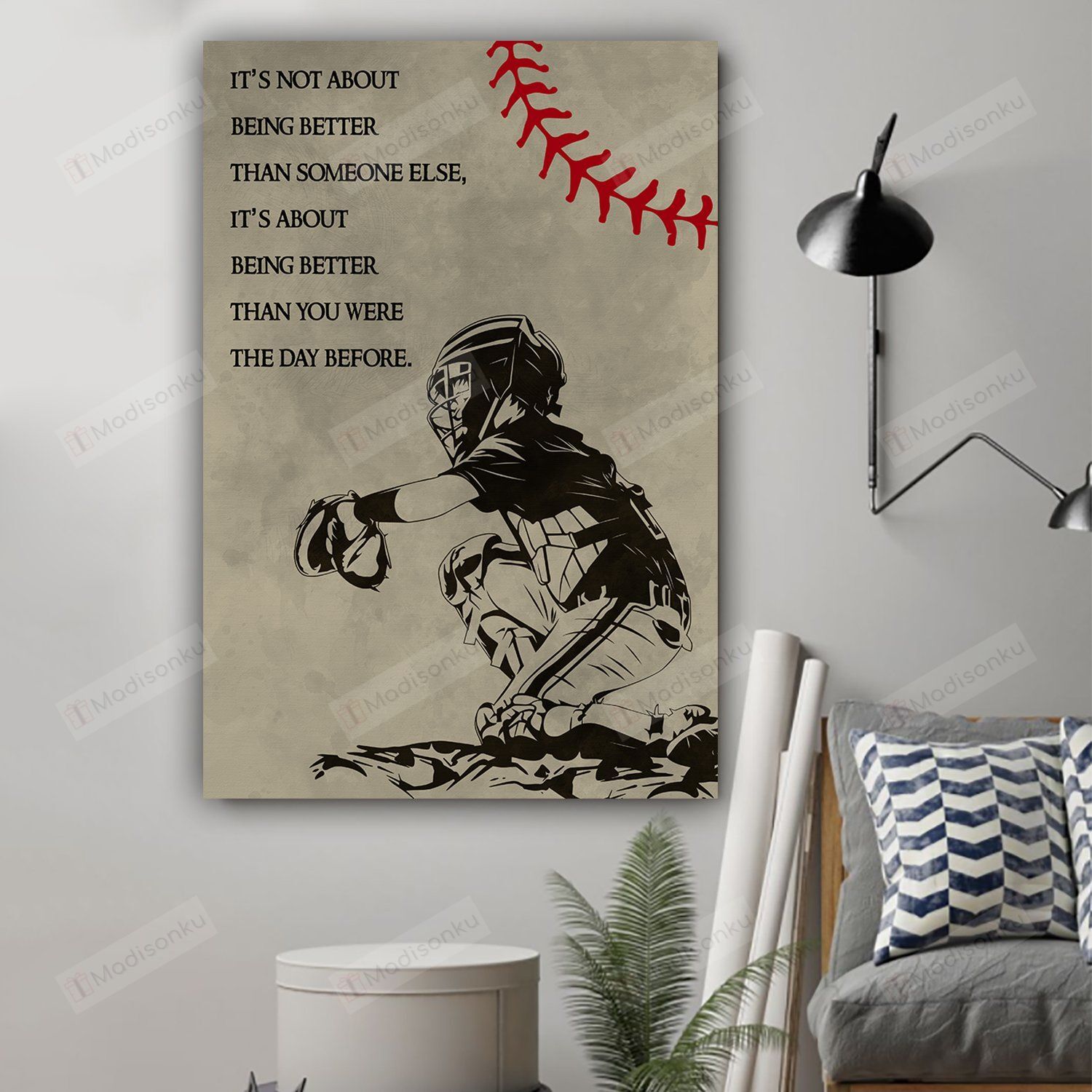 Baseball It’s Not About Being Better Than Someone Else Vertical Poster – Print Perfect, Ideas On Xmas, Birthday, Home Decor, No Frame Full Size