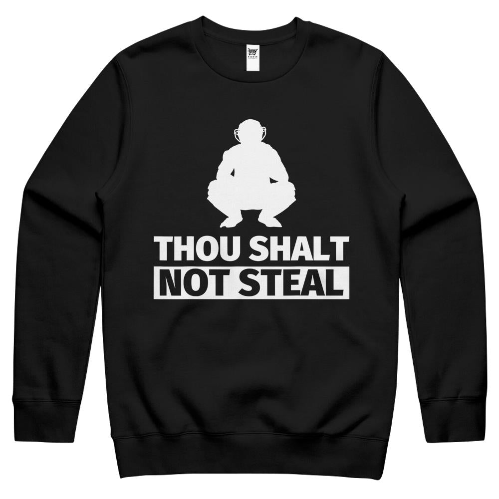 Funny Baseball Catcher – Thou Shalt Not Steal Crewneck Sweatshirt