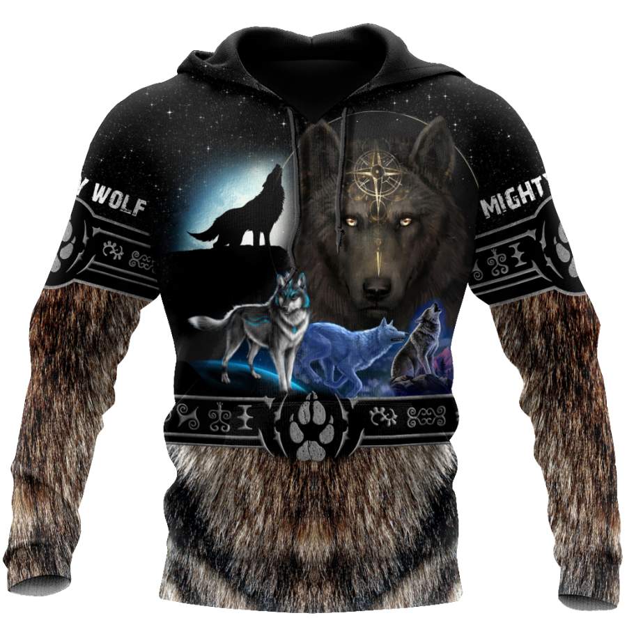 All Over Printed Viking Mighty Wolf Hoodie MEI09152005-MEI