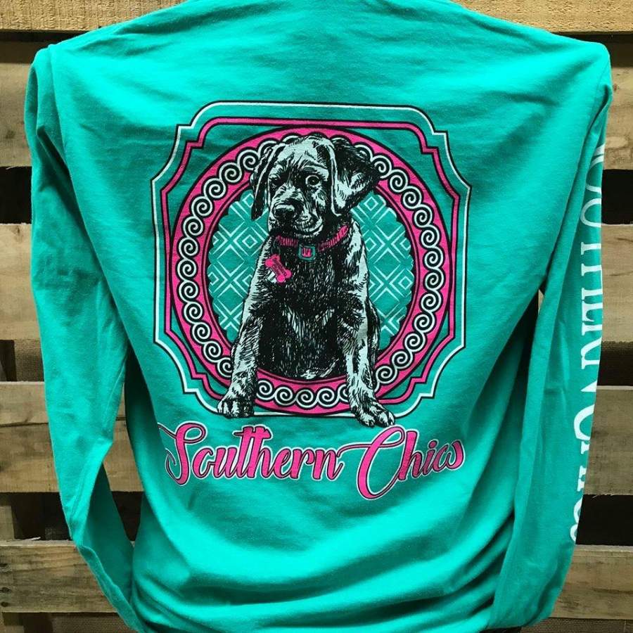 Southern Chics Puppy Lab Dog Comfort Colors Long Sleeves Bright Unisex T Shirt