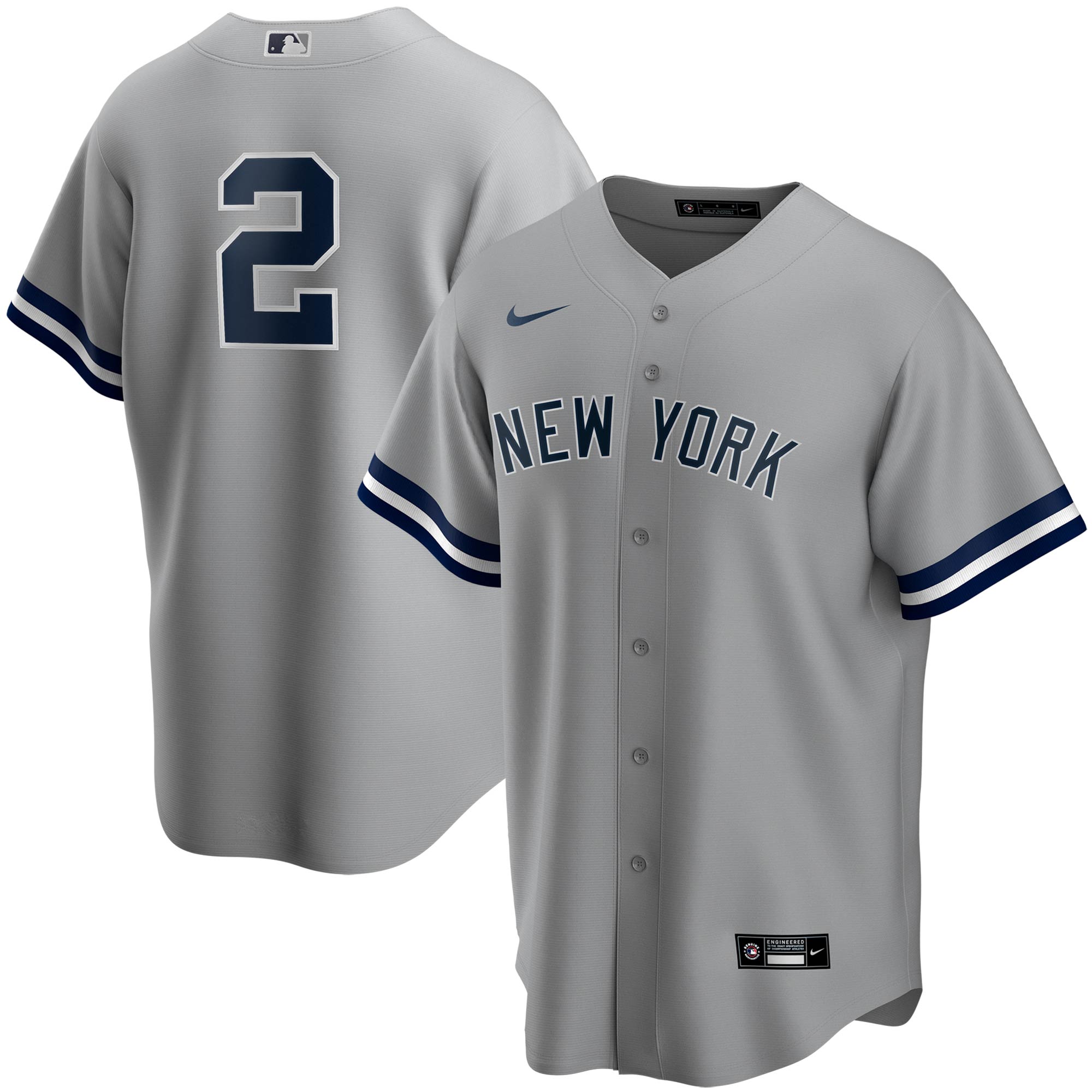 Derek Jeter New York Yankees Road Replica Player Jersey – Gray