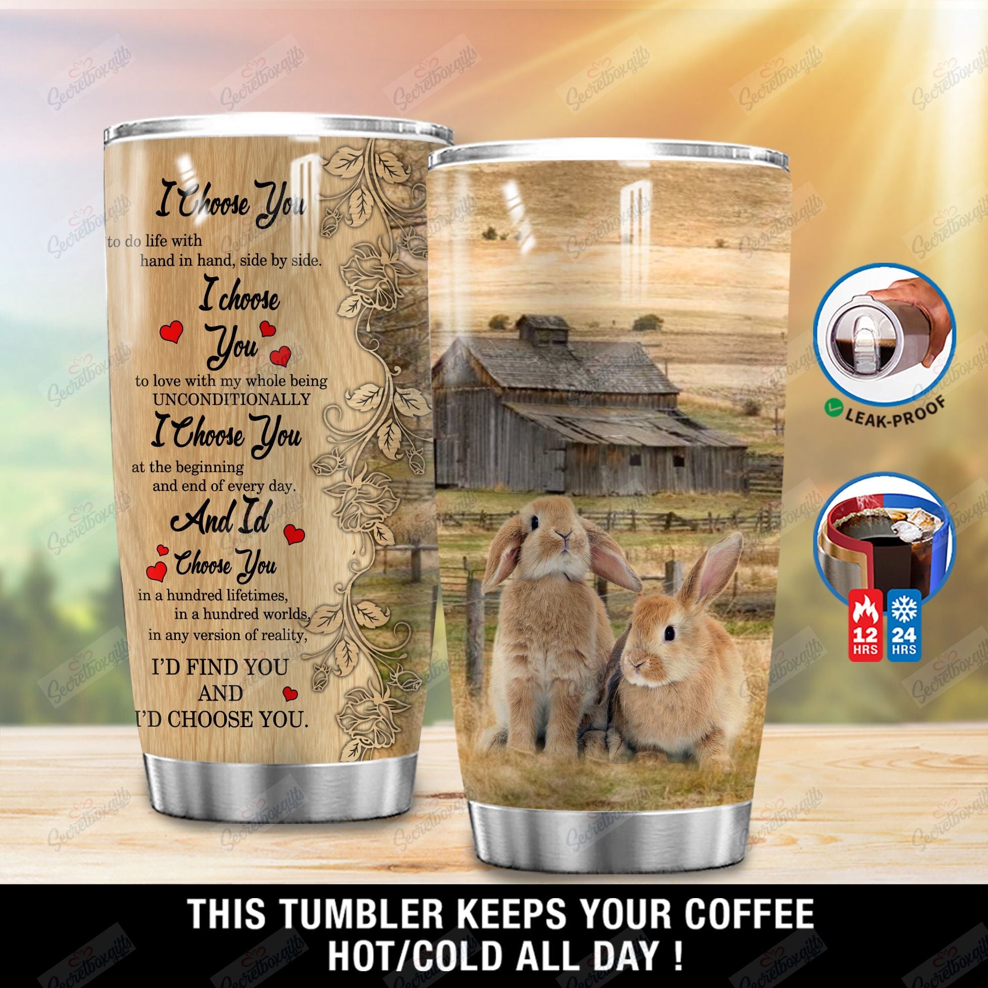 Personalized Poster I Find You Rabbit Yp1801008Yj Stainless Steel Tumbler Travel Customize Name, Text, Number, Image