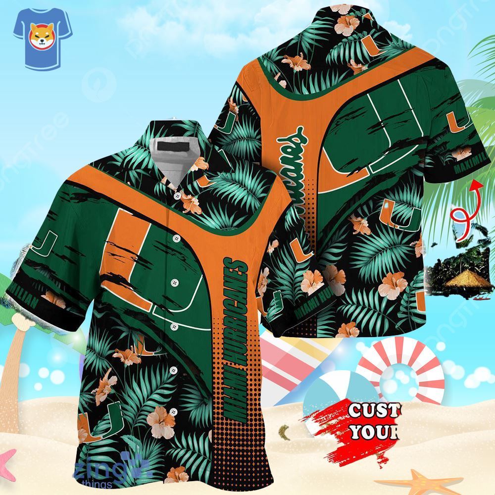 Miami Hurricanes Personalized Summer With Tropical Pattern Gift For Fans Hawaiian Shirt