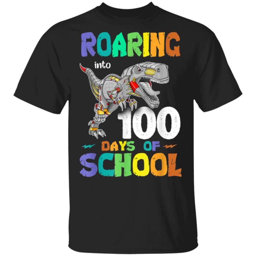 Dinosaur T-Rex Roaring Into 100 Days Of School Shirt