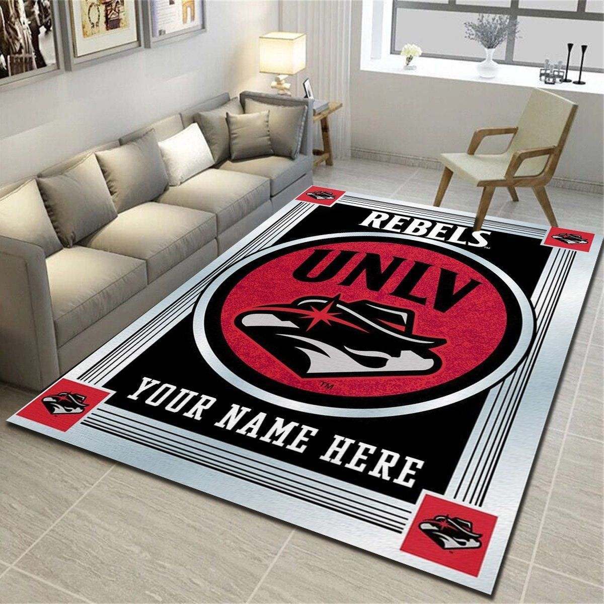 UNLV Rebels Personalized Rug, Team Living Room Bedroom Carpet, Customized Fan Cave Floor Mat