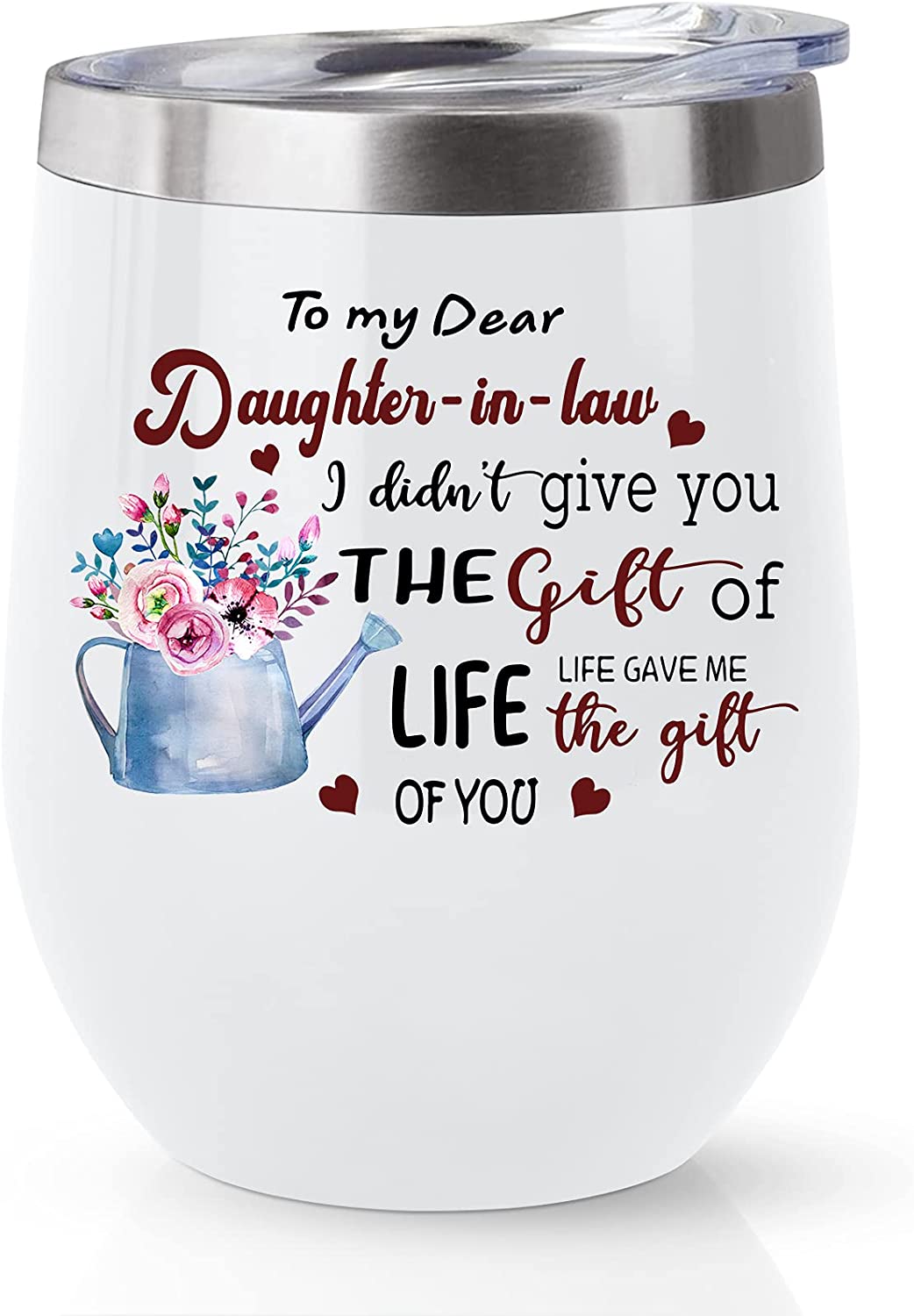 Daughter-In-Law Gifts Coffee Cup – Daughter In Law Gift Ideas – Mothers Day, Wedding, Birthday Gift For Daughter In Law From Mother Law, Christmas Future Daughter In Law Wine Tumblers 12Oz