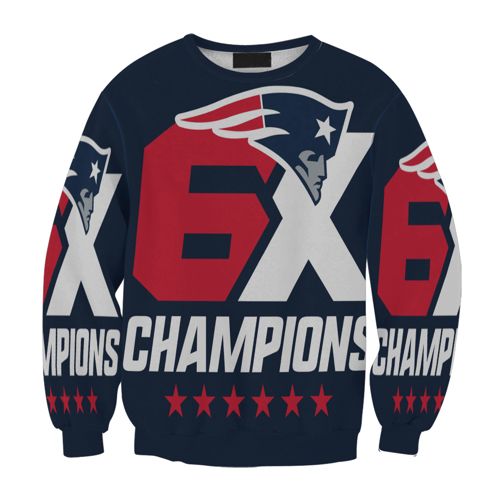 New England Patriots 6X Champions Blue Gift For Fan 3D Full Printing Sweatshirt