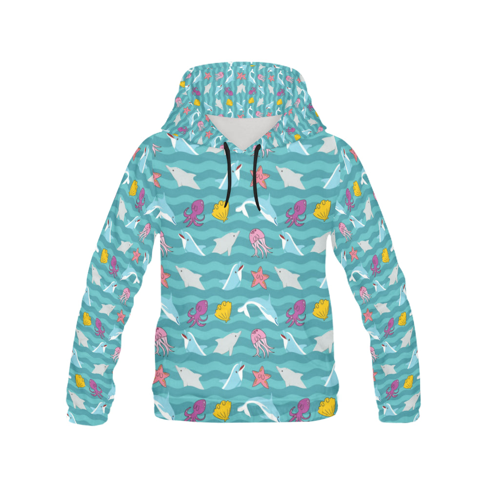 Dolphin All Over Print Hoodie for Women