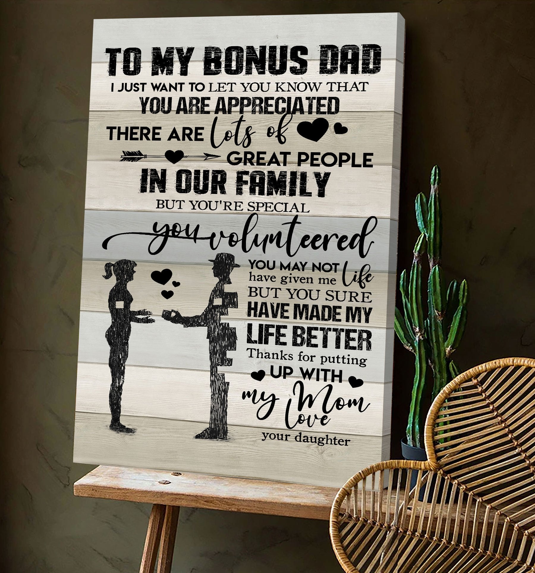 To My Bonus Dad Canvas Wall Art – Gift For Bonus Dad