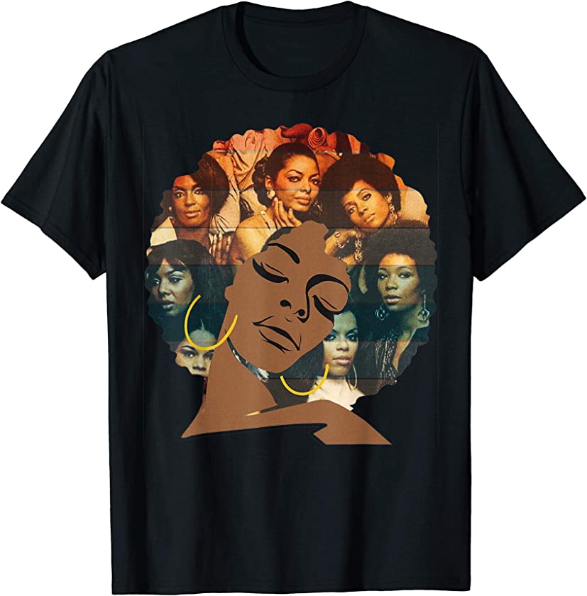 Strong Black Women Melanin Poppin Retro Afro Diva Mom Gift T-Shirt