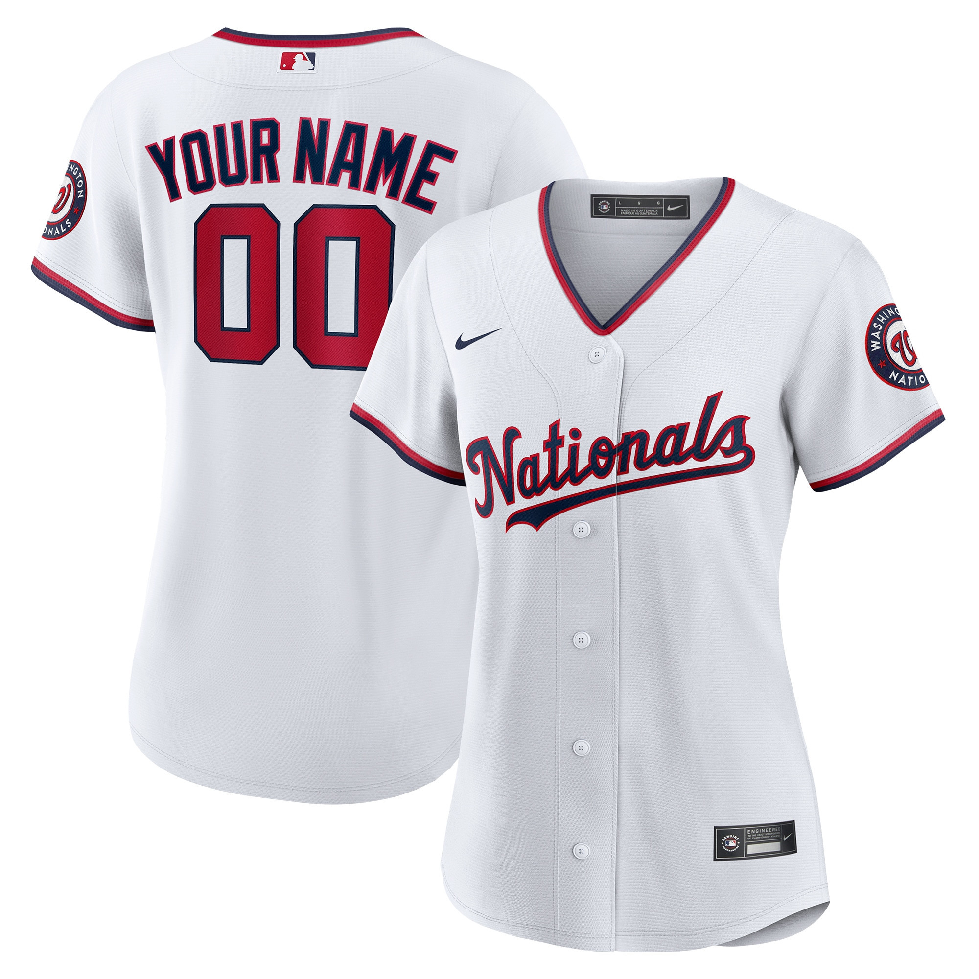 Washington Nationals Womens Replica Custom Jersey – White Custom Jerseys MLB Ver 1