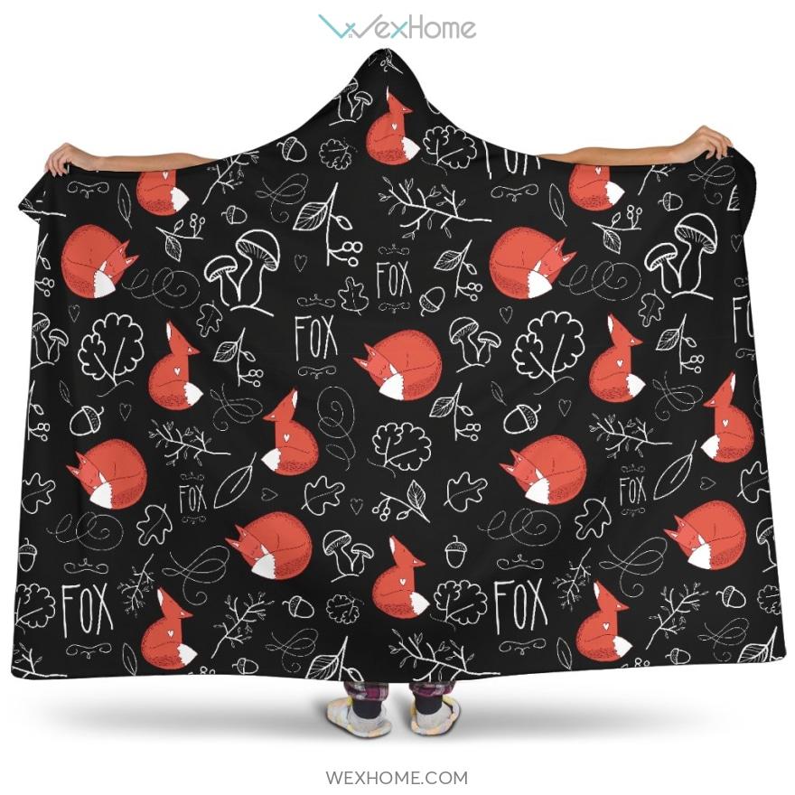 Fox Sleeping Fox Pattern Hooded Blanket