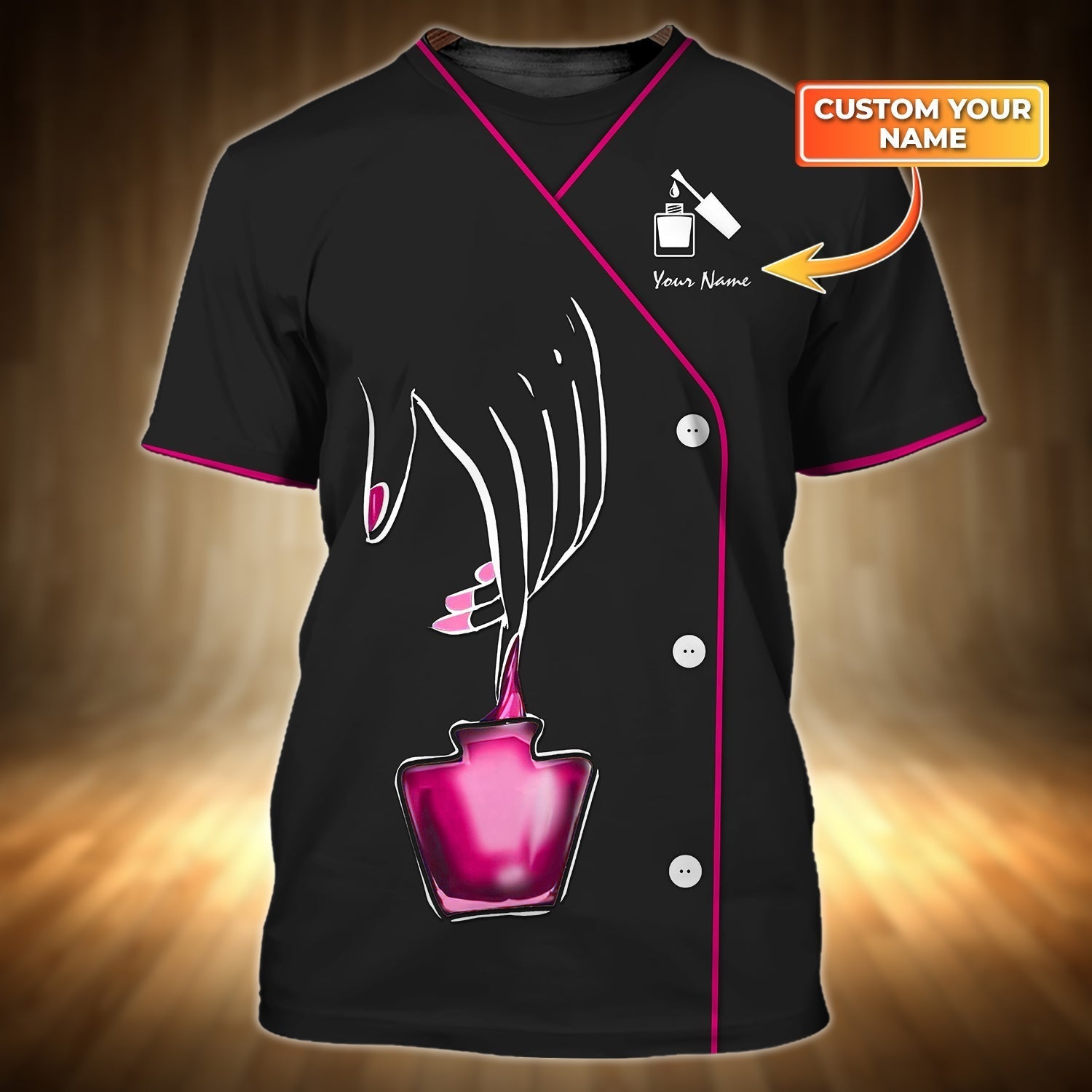 Custom Nail Technician Black And Pink Shirt Nail Pattern, Nail Shirts For Men Women