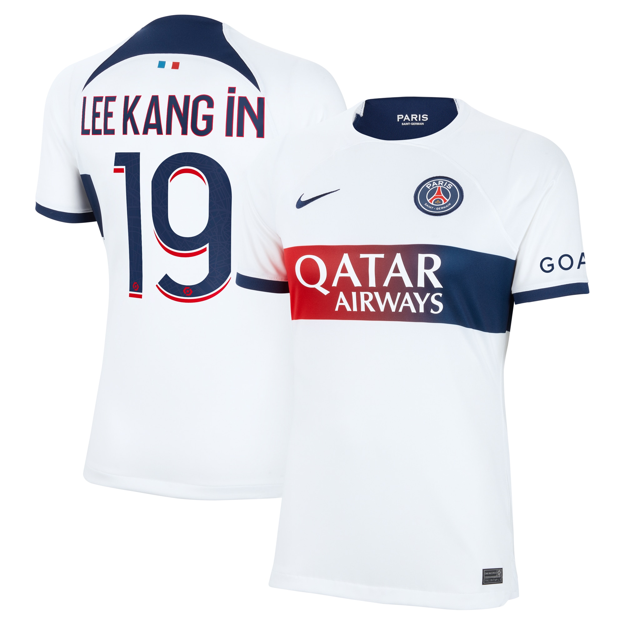 Lee Kang In Paris Saint-Germain Women's 2023/24 Away Stadium Replica Player Jersey – White