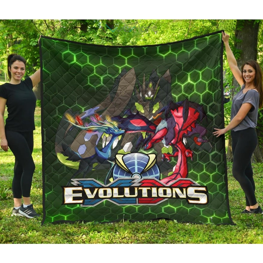 Pokemon Anime Pokemon Xy Evolution Electronic Background Premium Quilt Blanket