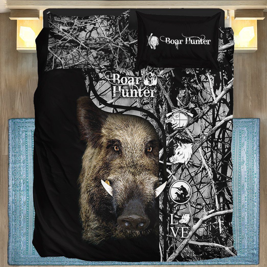 Casespring 3D Boar Hunter Black Custom Bedding Set