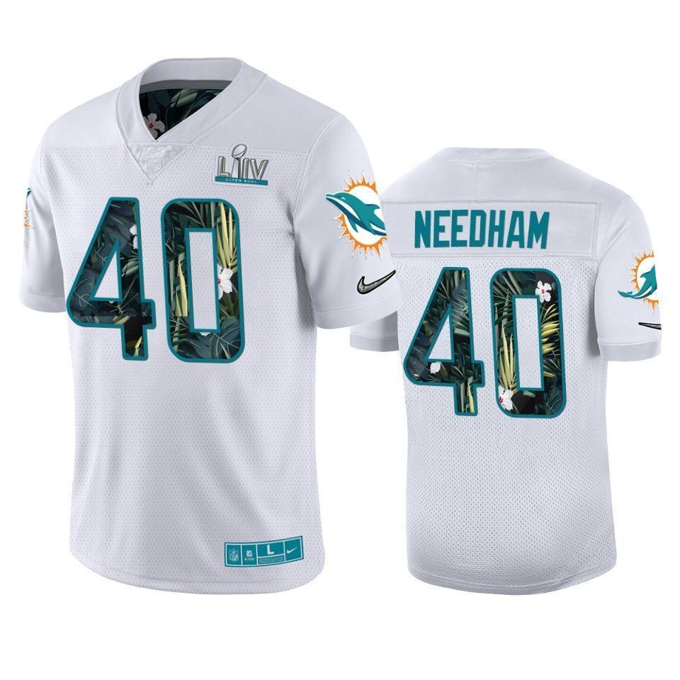 Miami Dolphins Nik Needham White Super Bowl Liv 3D Jersey