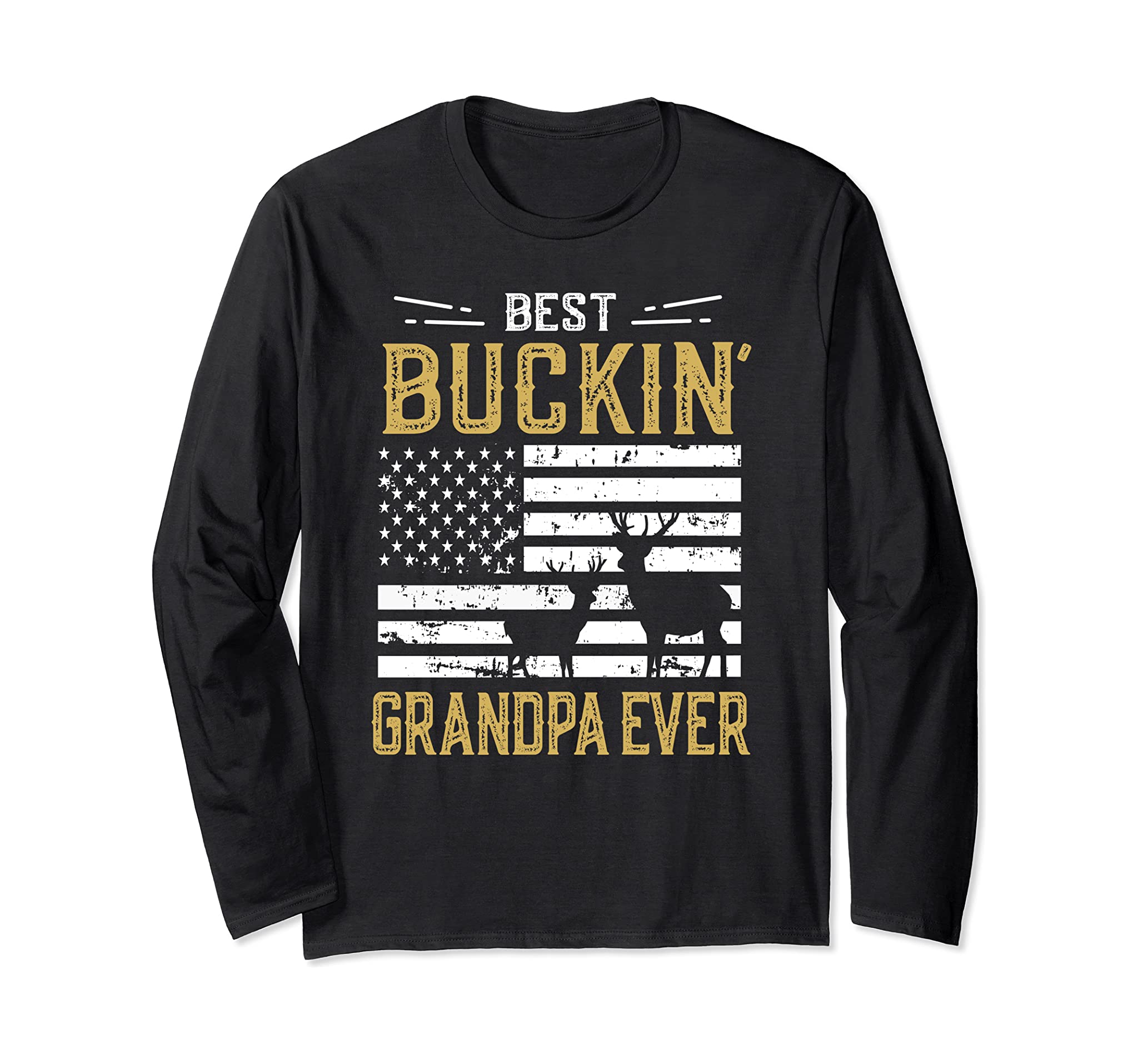 Best Buckin Grandpa Ever Funny Gift Deer Hunter Cool Hunting Long Sleeve T-Shirt