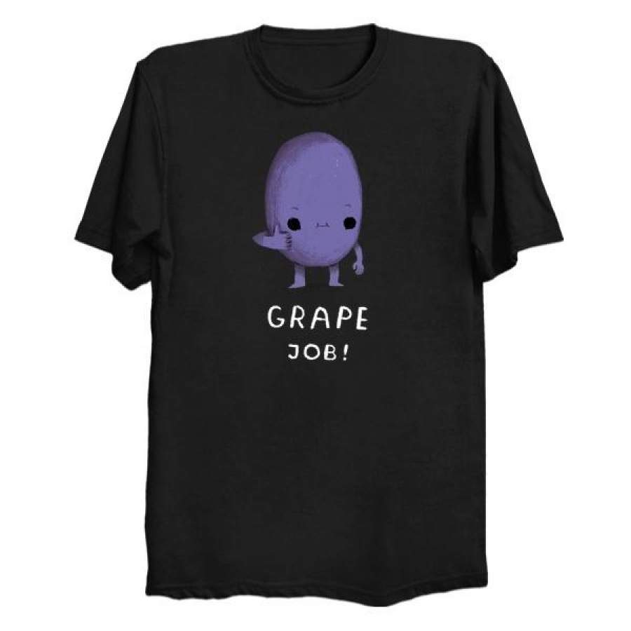 Summer Grape Job Creative Printing T-Shirt Casual New Interesting Printing Short-Sleeved Cotton Shirt