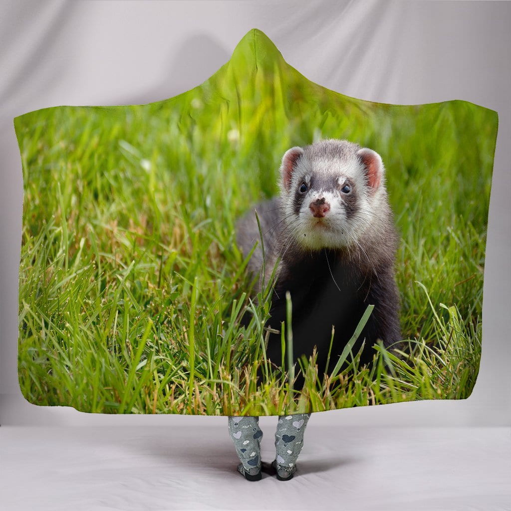 Ferret Lovers Plush Lined Hooded Blanket