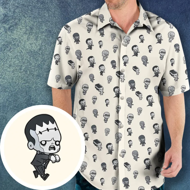 Baby Monsters Pattern Hawaiian Shirt