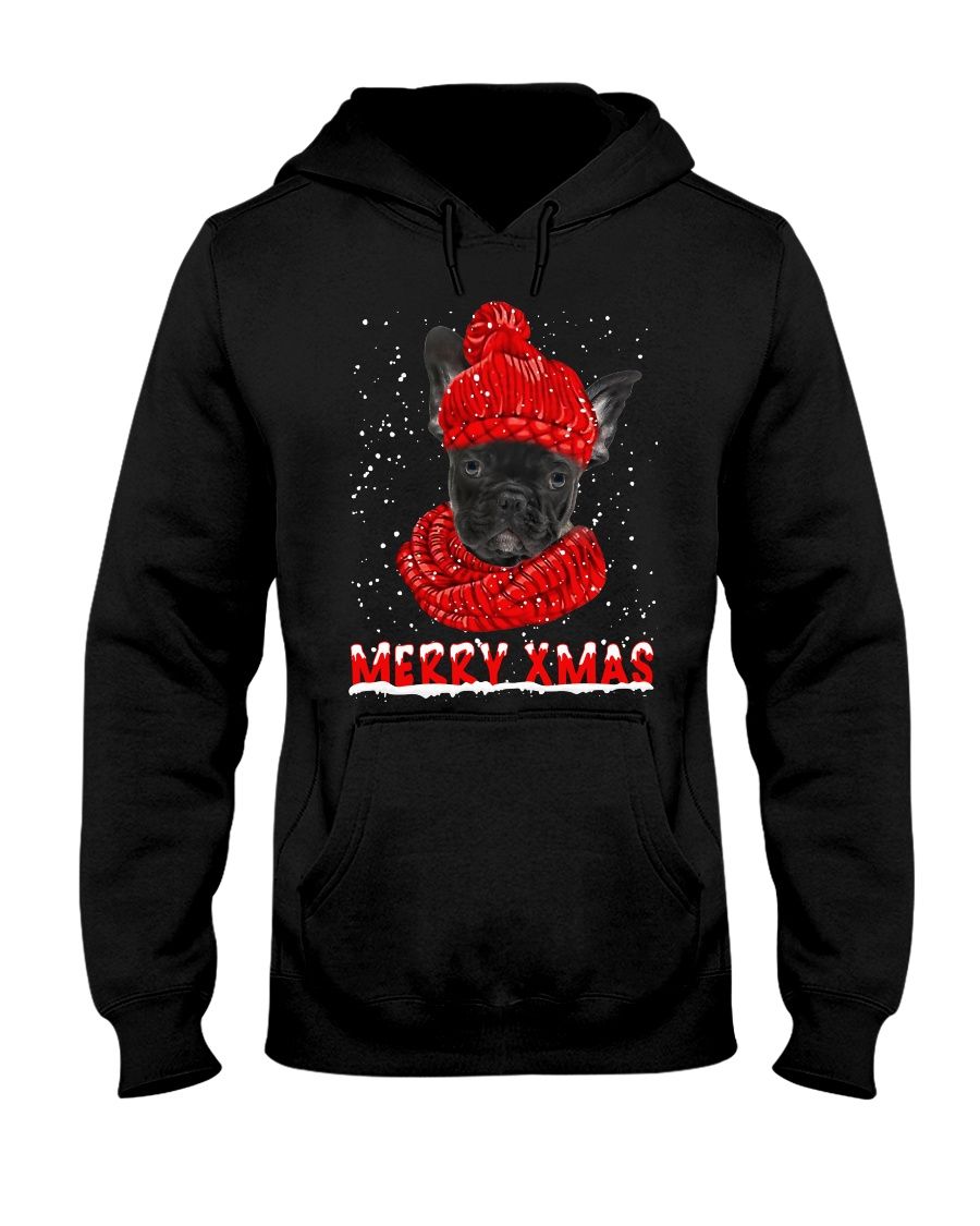 Merry Xmas – Black French Bulldog Hooded Sweatshirt