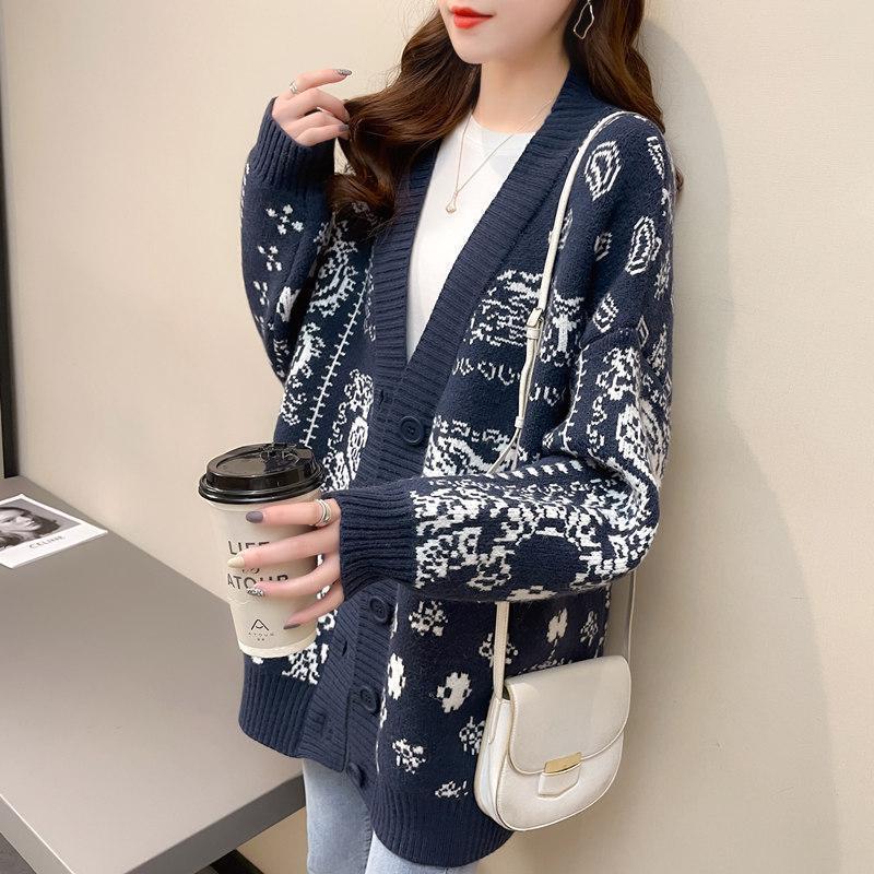 Casual Loose Knitted Sweater Oversized Christmas Sweater Coat Korean Fashion Sweet Cardigans For Women 2022 Thick Winter Clothes alx