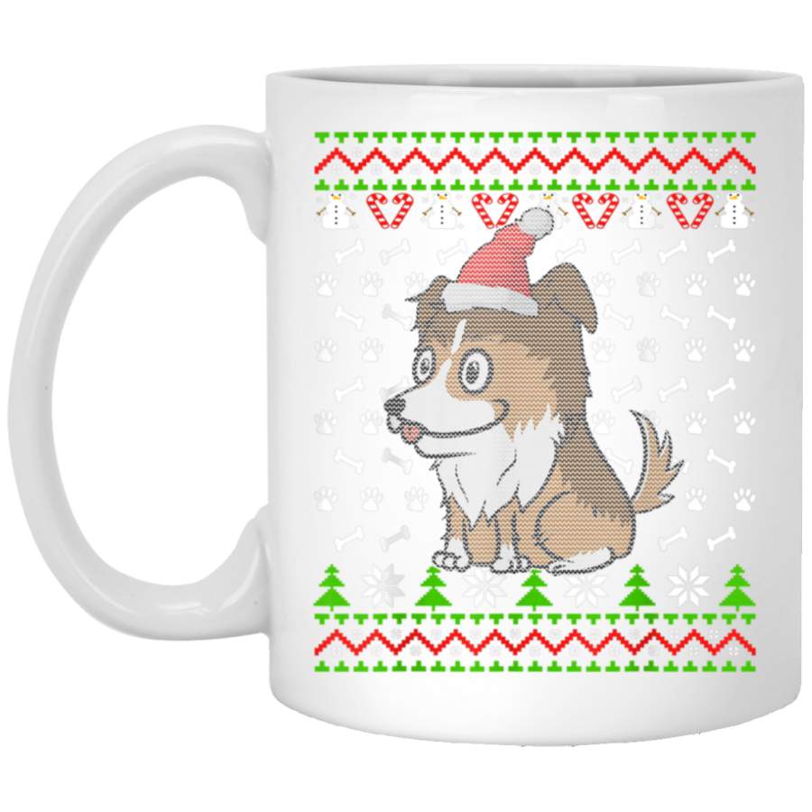 Ugly Christmas Santa Shetland Sheepdog Cute Dog Dabbing 11 oz 15 oz Mug White