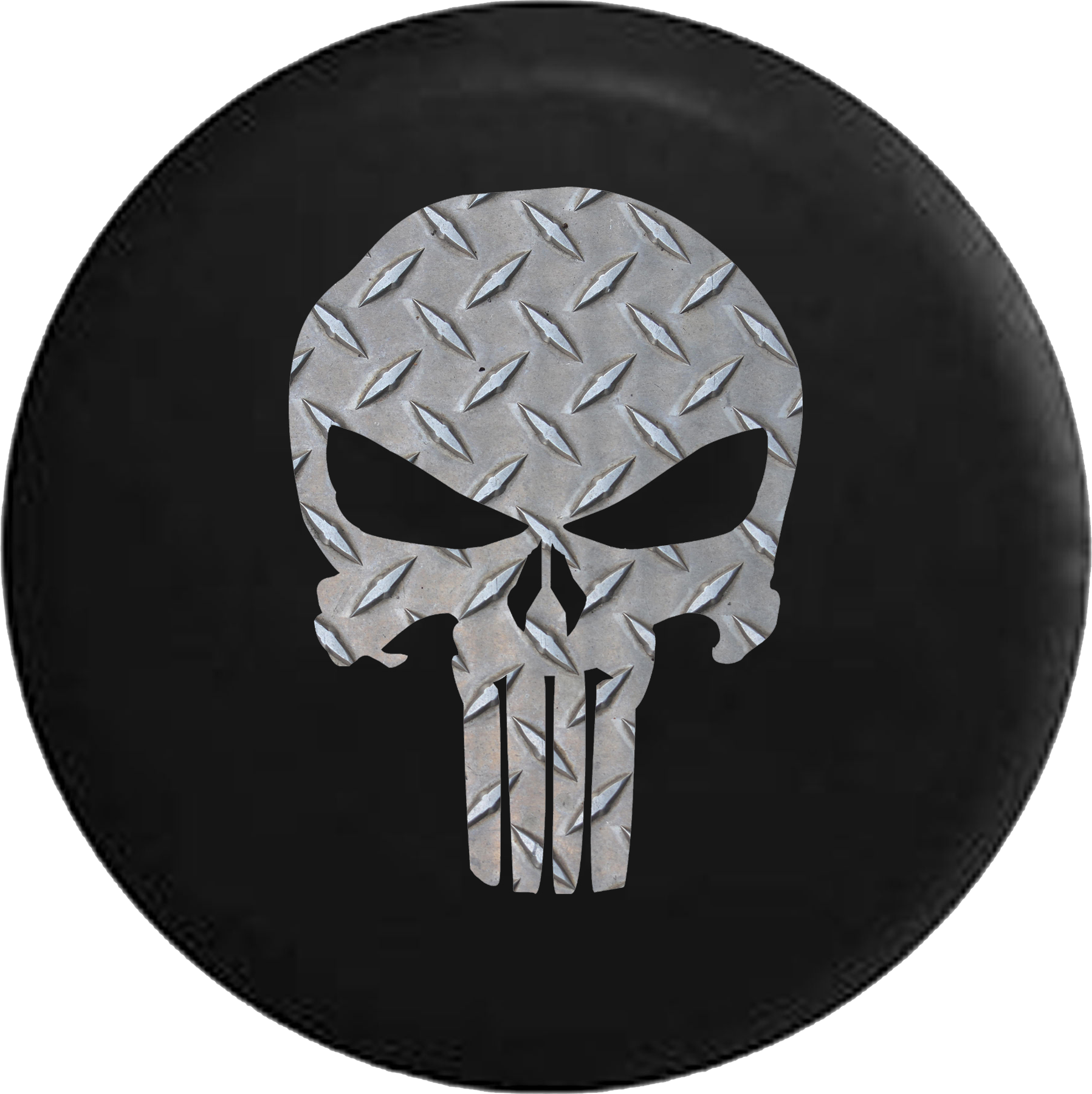 Steel Diamond Plate American Patriot Punisher Skull Jeep Camper Spare Tire Cover Custom Size – V566