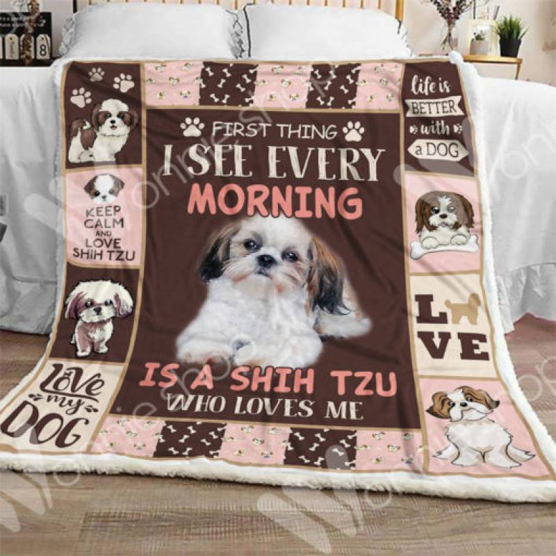 Shih Tzu Dog Sherpa Blanket NOV0203 78O42