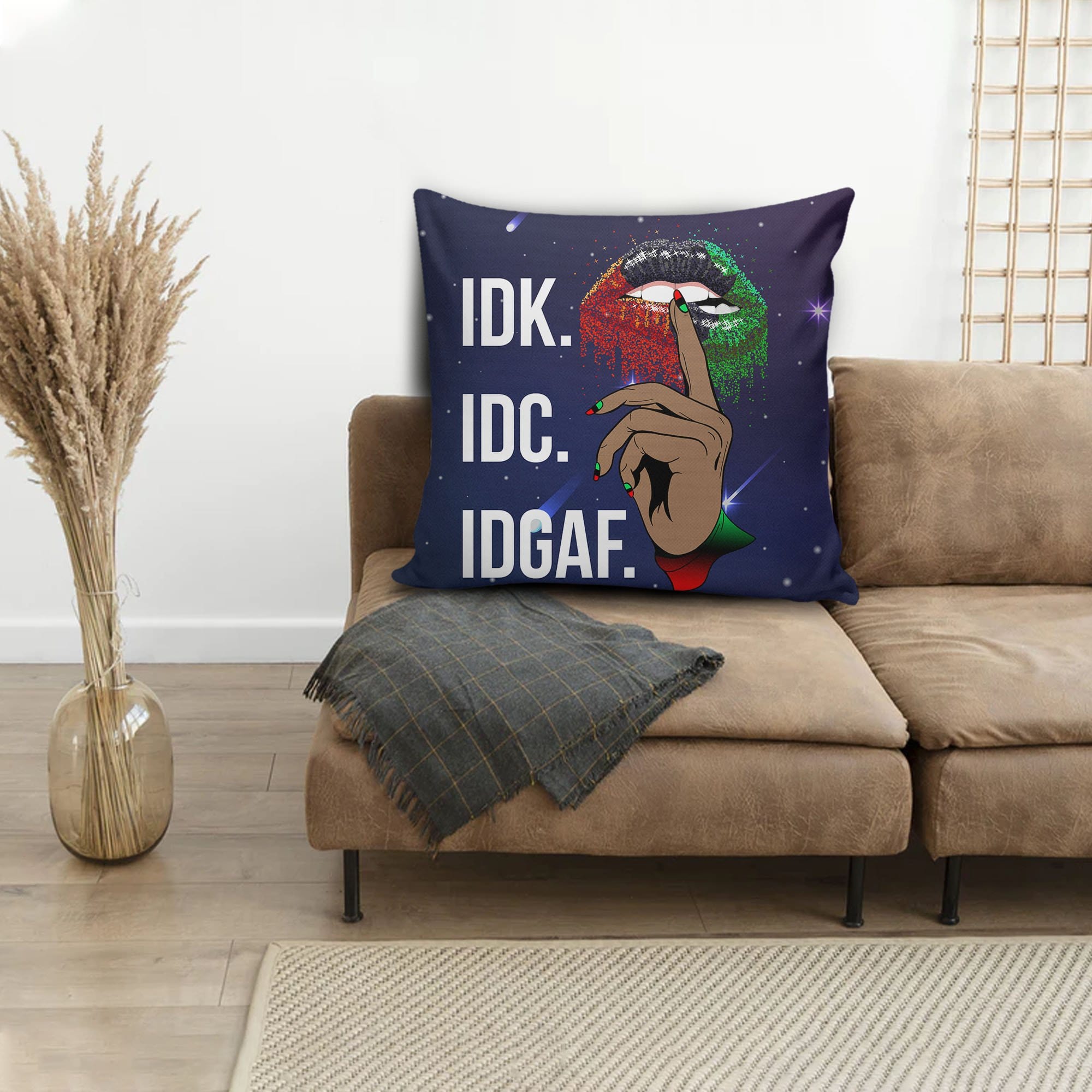 African American Throw Pillows Idk Idc Idgaf Square Throw Pillow African Inspired Pillows