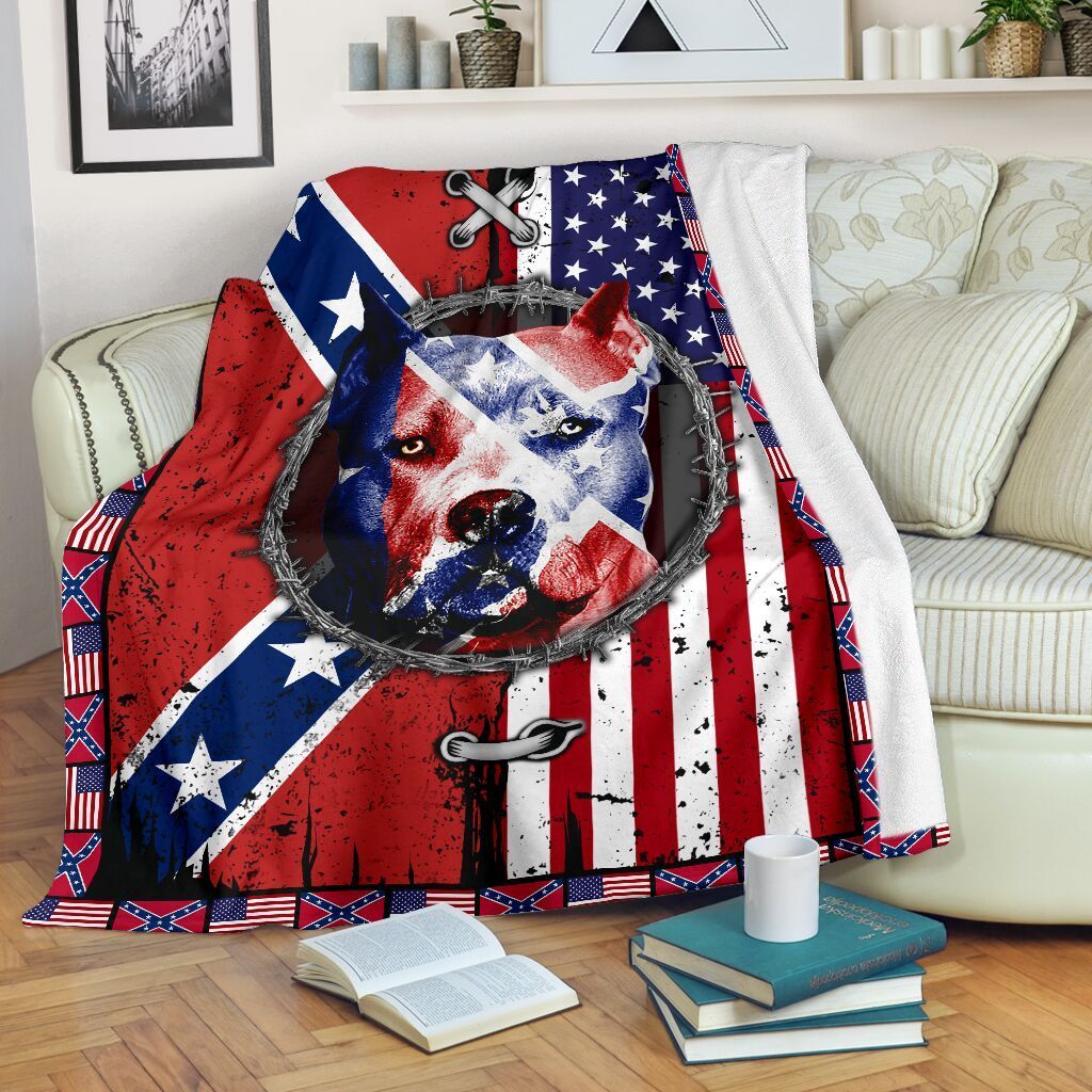 597DDTDOG-Pitbull Confederate Quilt Bed Set – BLANKET